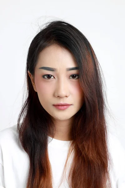Asian Womna Standing White Background — Stock Photo, Image