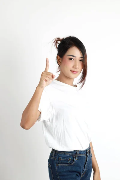 Die Asiatische Womna Auf Weißem Hintergrund — Stockfoto