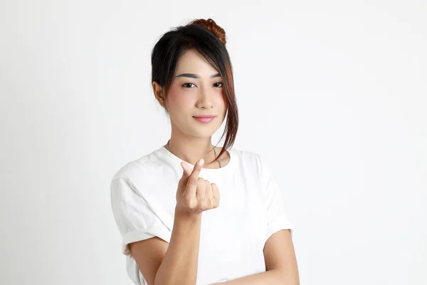 Asian Womna Standing White Background — Stock Photo, Image