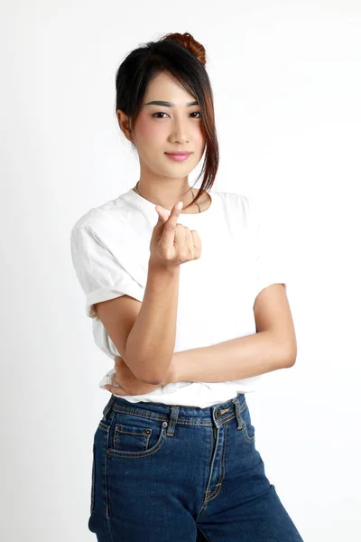 Asian Womna Standing White Background — Stock Photo, Image