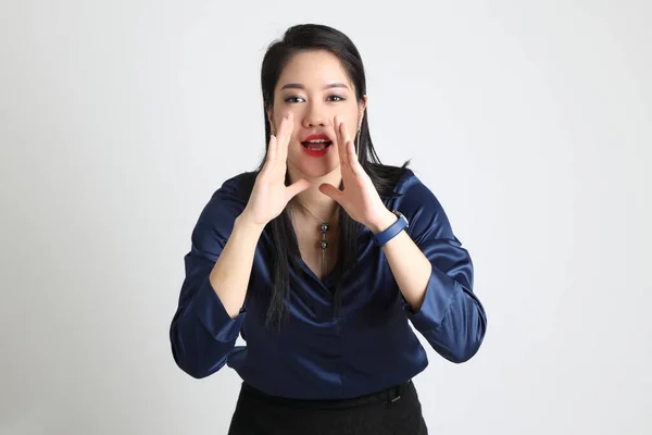 Mulher Negócios Asiática Fundo Branco — Fotografia de Stock