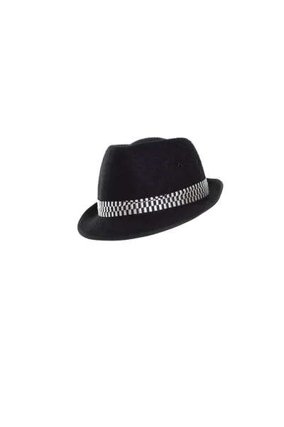 Cappello Nero Fedora Sullo Sfondo Bianco — Foto Stock