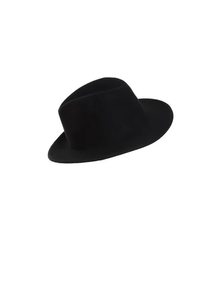 白い背景に黒いフェドーラの帽子 — ストック写真