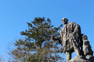 Nikko, Japonya - 2 Aralık 2016: Rinnoji Tapınağı önünde Keşiş Shodo Shonin Heykeli, Nikko, Japonya