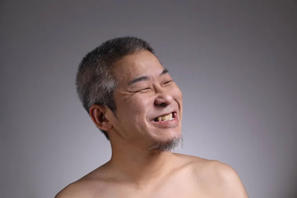Portrait Asian Man Grey Background — Stock Photo, Image