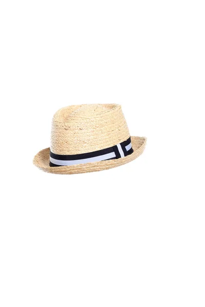 Chapéu Palha Fedora Fundo Branco — Fotografia de Stock