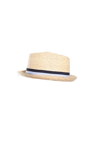 Chapeau Fedora Paille Sur Fond Blanc — Photo