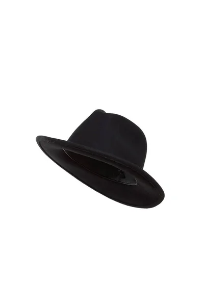 Sombrero Fedora Negro Sobre Fondo Blanco — Foto de Stock