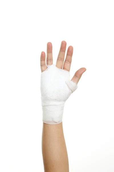 Human Hand Bandage White Background — Stock Photo, Image