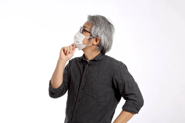 Senior Asian Man White Background — Stock Photo, Image