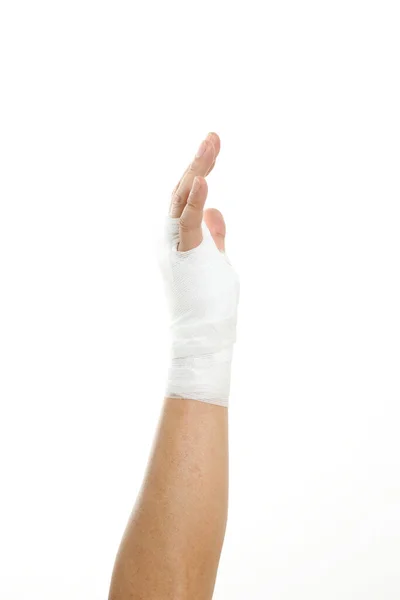 Human Hand Bandage White Background — Stock Photo, Image