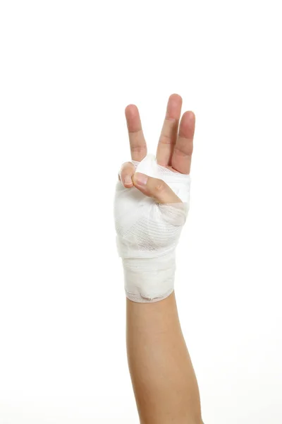 Human Hand Bandage White Background — Stock Photo, Image