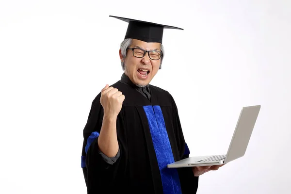 Hombre Asiático Con Vestido Graduación — Foto de Stock