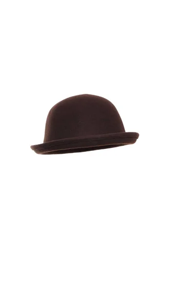 Cappello Bombetta Marrone Sullo Sfondo Bianco — Foto Stock