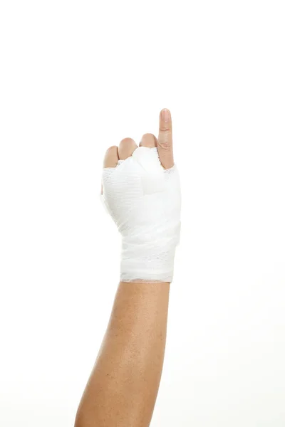 Human Hand Bandage White Background — Stock Photo, Image