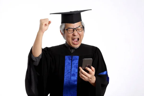 Hombre Asiático Con Vestido Graduación — Foto de Stock