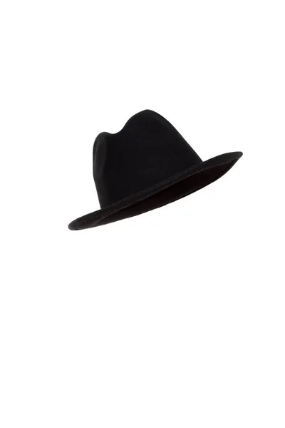 Den Svarta Fedora Hatt Den Vita Bakgrunden — Stockfoto