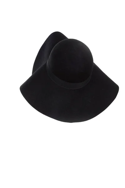 Cappello Floppy Nero Sullo Sfondo Bianco — Foto Stock