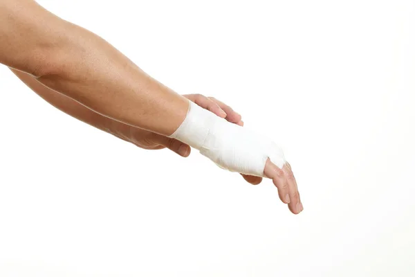 Human Hand Bandage White Background — Stock Photo, Image