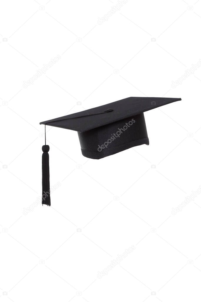 The graduate hat on the white background.