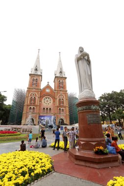 Ho Chi Minh Şehri, Vietnam - 20 Aralık 2019: Ho Chi Minh City, Vietnam Saigon Notre-Dame Bazilikası