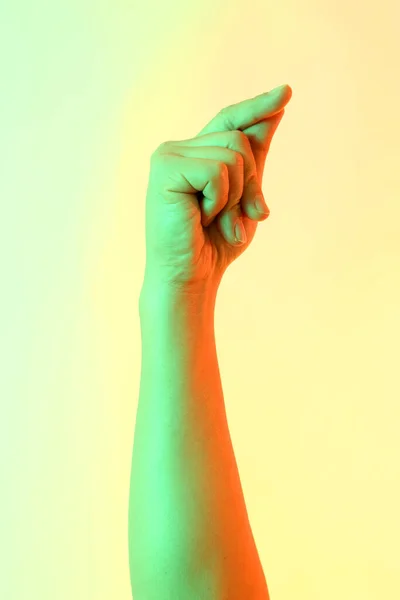 The Human hands posing on the white background.