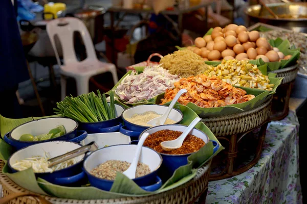 Pad Ingrediente Tailandese Preparato Cucinare — Foto Stock