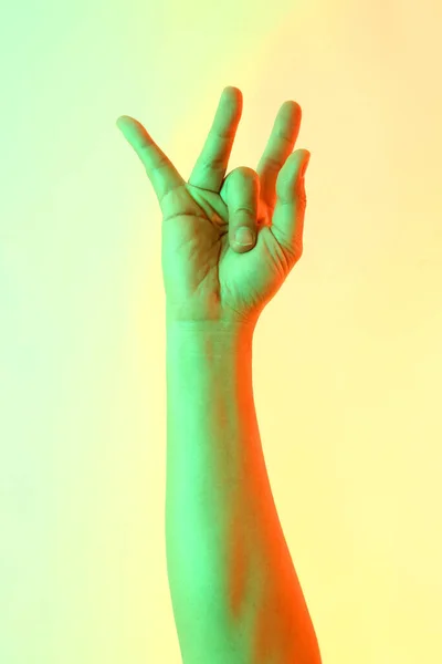 The Human hands posing on the white background.