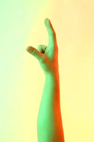 The Human hands posing on the white background.