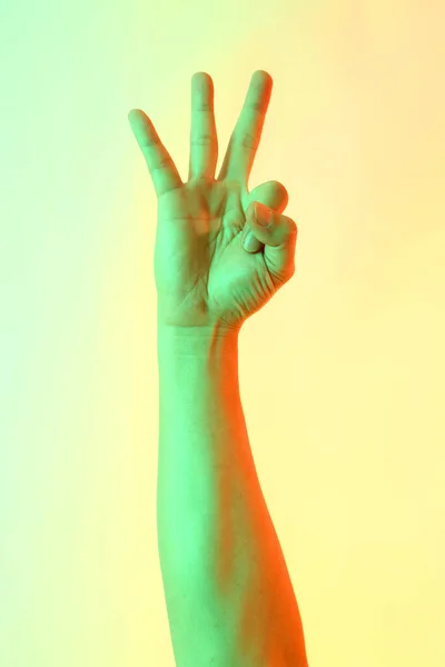 The Human hands posing on the white background.