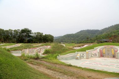 Rayong, Tayland - 16 Mart 2019: Rayong, Tayland 'daki Çin mezarlığı.
