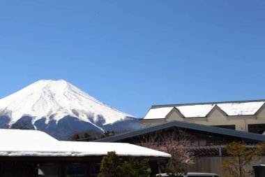 Japonya, Oshino Hakkai 'den Fuji Dağı manzarası.