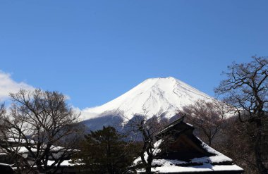 Japonya, Oshino Hakkai 'den Fuji Dağı manzarası.