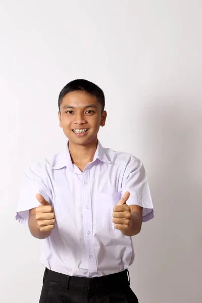 Joven Estudiante Tailandés Fondo Blanco — Foto de Stock