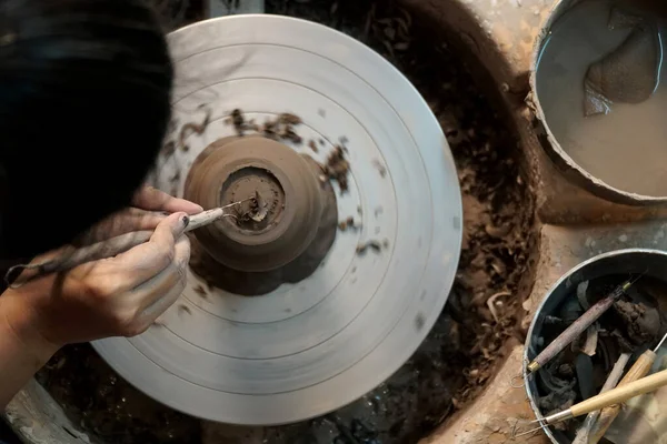 Aziatische Vrouw Doen Ambachtelijke Ontwerp Werkt — Stockfoto