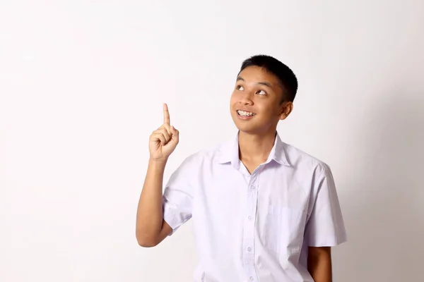 Young Thai Student Boy White Background — Stock Photo, Image