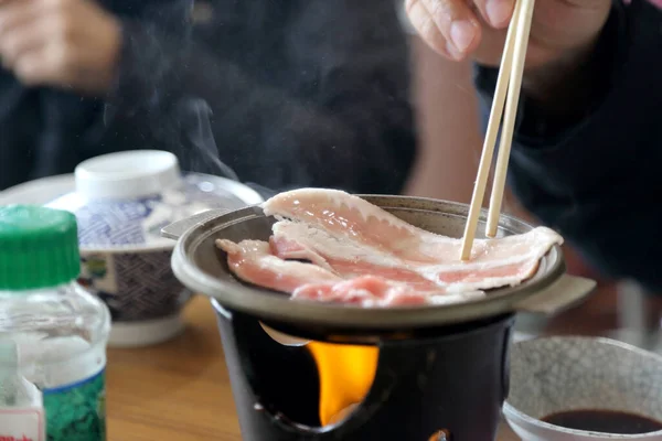 Bacon Alla Griglia Giapponese Servito Con Ingredienti Freschi — Foto Stock