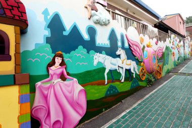 Seul, Güney Kore - 21 Temmuz 2019: Songwoldong Köyü, Güney Kore 'nin ünlü yeri.