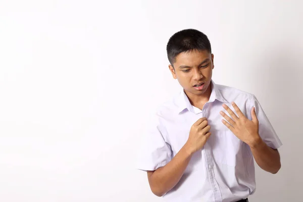 Young Thai Student Boy White Background — Stock Photo, Image