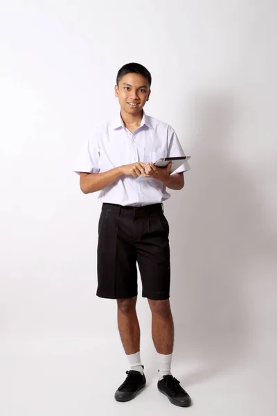 白い背景のタイ人の少年 — ストック写真