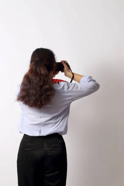 Asian Woman Posing White Background — Stock Photo, Image