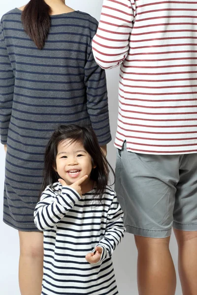 The Asian family on the white background.
