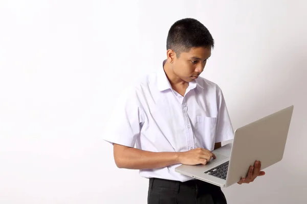 Joven Estudiante Tailandés Fondo Blanco — Foto de Stock