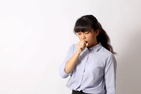 Mujer Asiática Posando Sobre Fondo Blanco —  Fotos de Stock