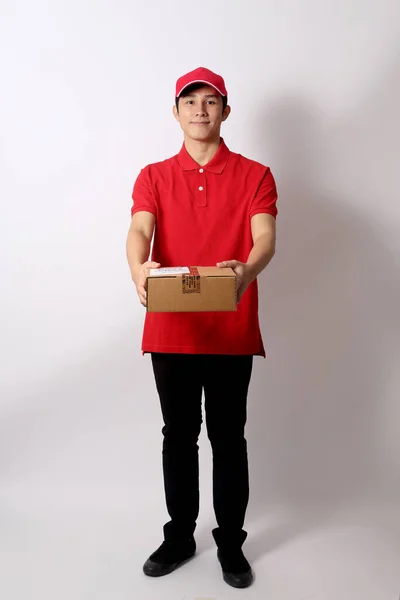 Asian Postman White Background — Stock Photo, Image