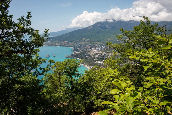 Vista Panorâmica Costa Crimeia Partir Monte Ayu Dag Montanha Bear — Fotografia de Stock