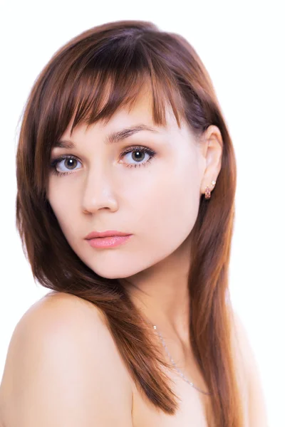 Tökéletes barna nő skin care arc test fehér — Stock Fotó