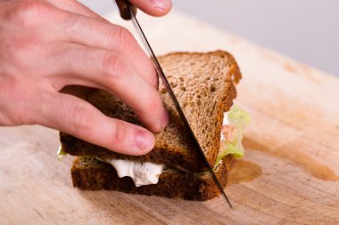 Pişirme taze ev yapımı ızgara ton balıklı sandviç