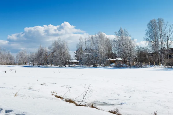 Russian winter forest road in snow — Stock Photo, Image