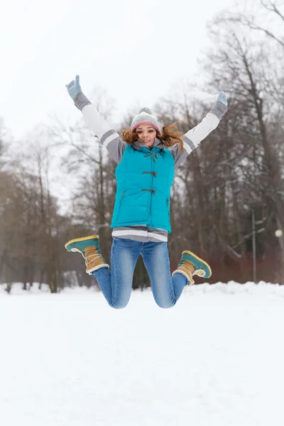 Winter woman have fun outdoors — Stock Photo, Image